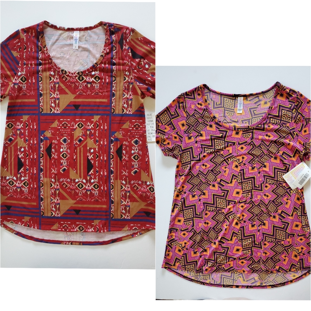 Lularoe Classic T-Shirt Tunic Scoop neck top. NWT 2 shirt LOT SZ SMALL